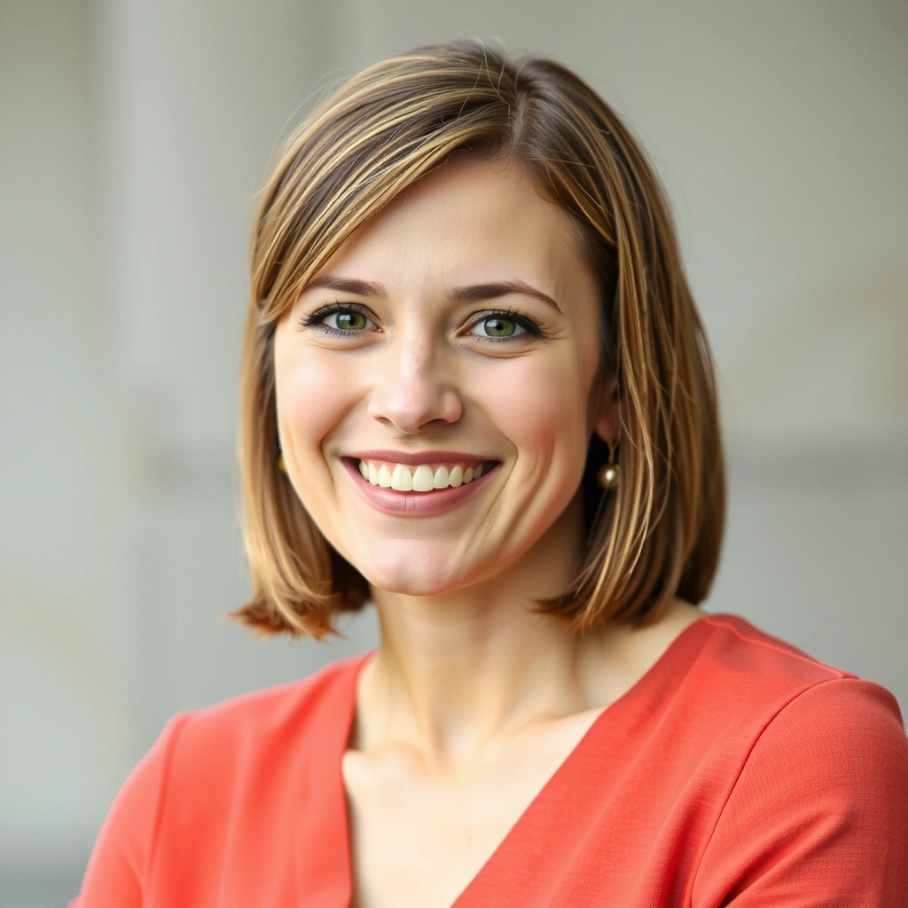 Professional portrait of a smiling female founder, conveying warmth and expertise