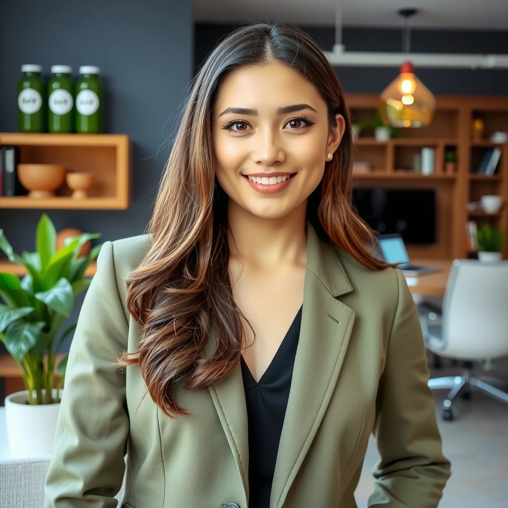 Professional portrait of a female sustainability officer, conveying environmental commitment