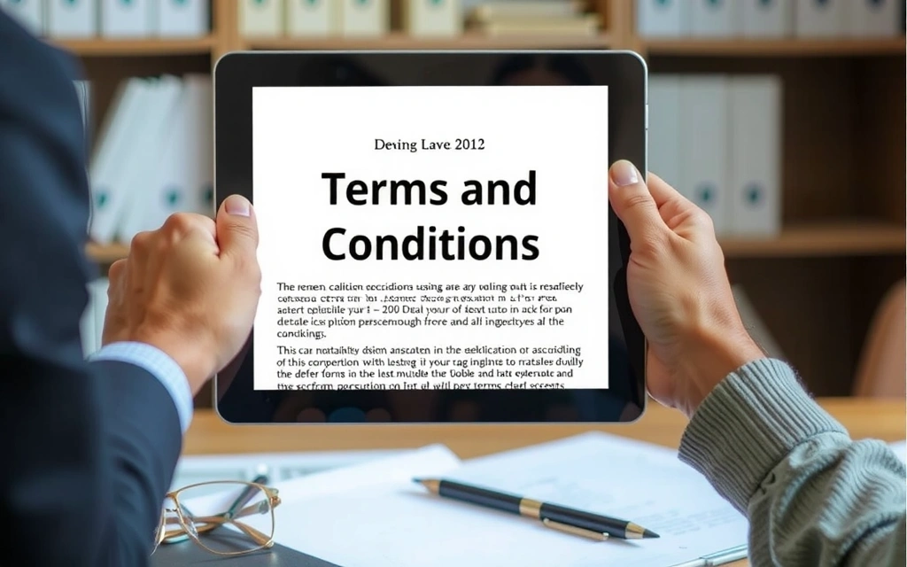 Person reading terms and conditions on a tablet